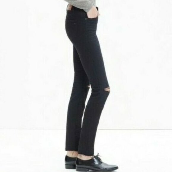 Madewell 8” Skinny Jeans in Trent Wash The Knee Rip Edition - sz 28 - Picture 2 of 11